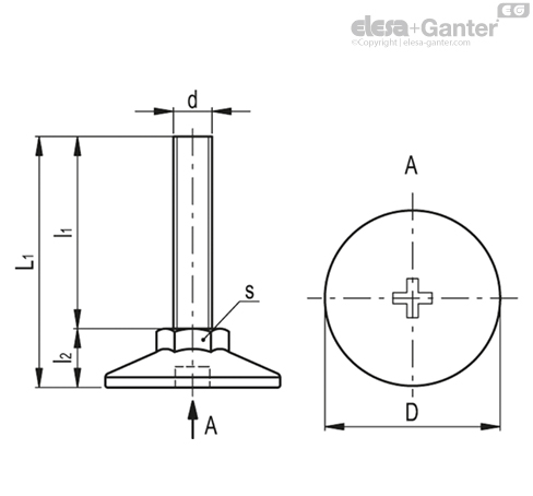 LX-S Stopy niewahliwe Stal ocynkowana, podstawa z gniazdem